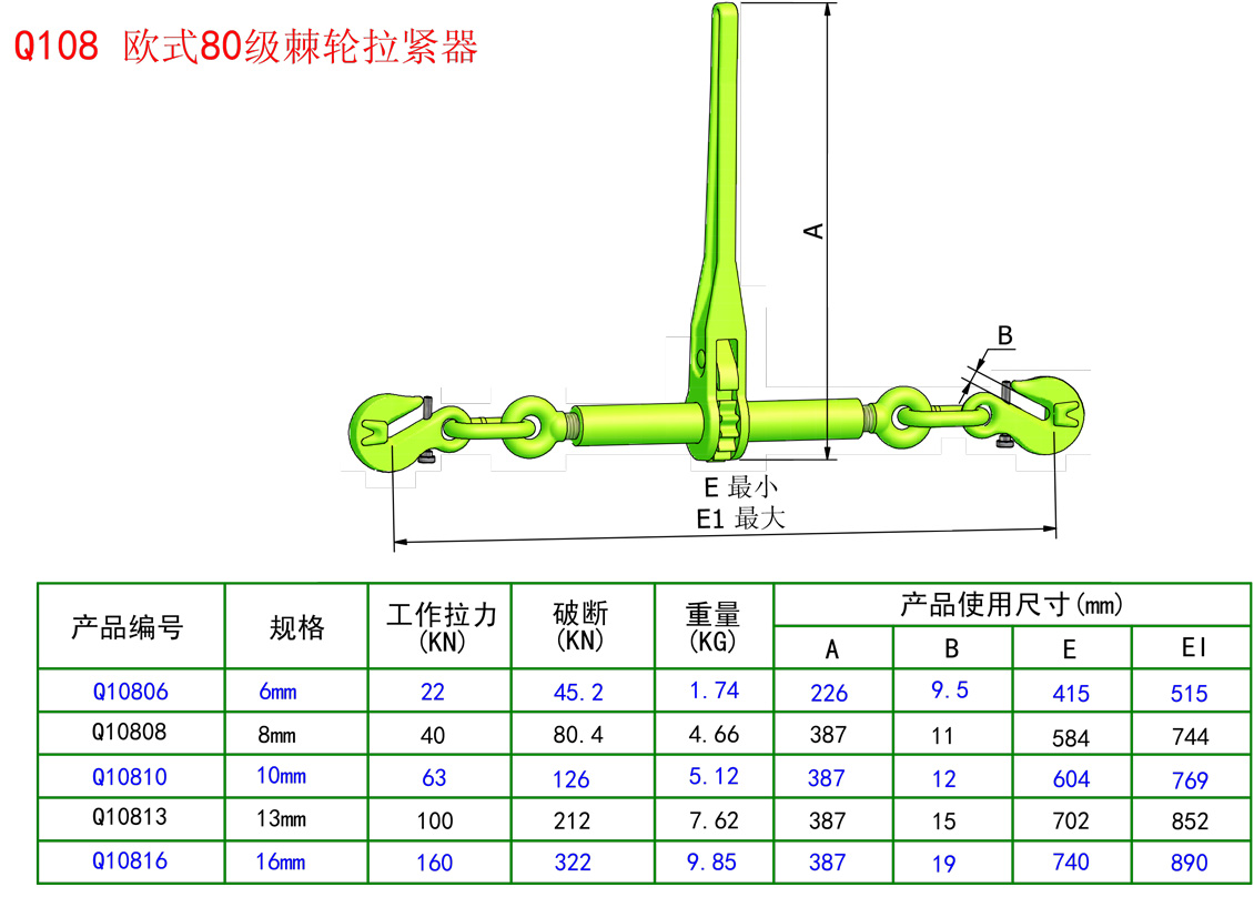 80级欧式棘轮拉紧器