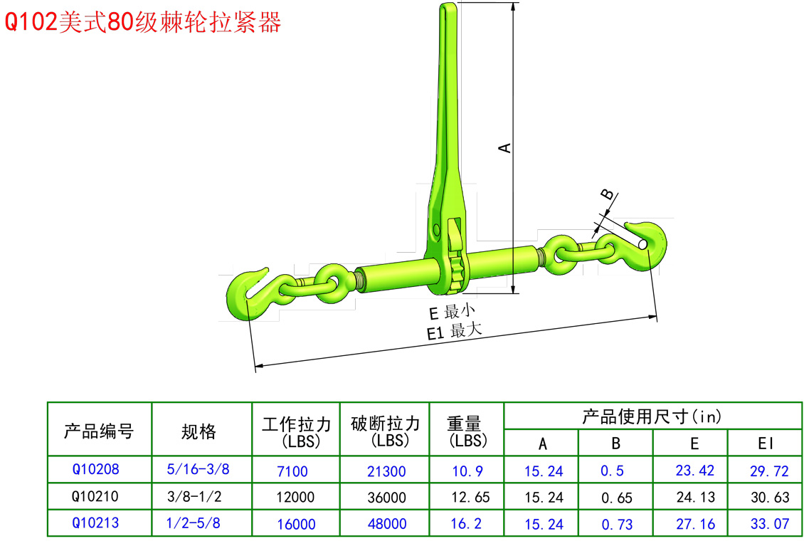 80级美式棘轮拉紧器